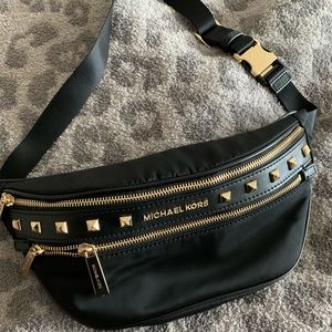 Michael Kors black studded belt bag